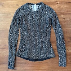 Lululemon Women’s Runderful Knotted Jacquard Black White Long Sleeve Top Size 4